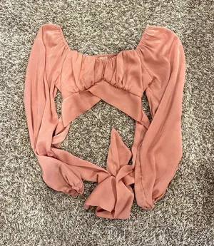 Nordstrom long sleeve satin crop top thumbnail 1