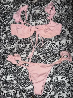 Frankie’s Bikinis Pink Tie Up Bikini thumbnail 2