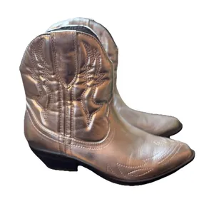 Soda Women Western Stitched Pointe Toe Silver High Top Ankle Boots Size 6 1/2 thumbnail 1