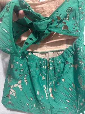 Judith March Small Strapless Green Lace Peplum top with Nude Underlay thumbnail 4