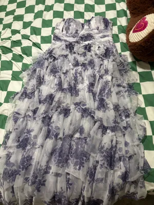 Pear cloture purple floral prom dress thumbnail 3