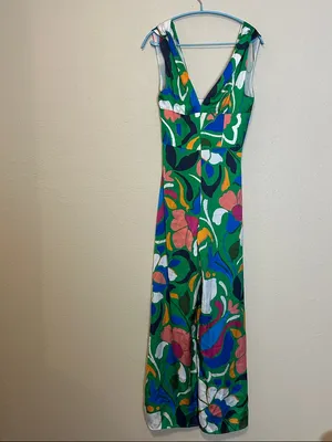 Zara Printed Jumpsuit with Knotted Straps Size XS NWT‎ thumbnail 5