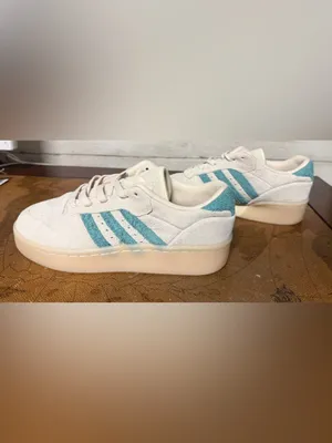 Adidas RIVALRY LUX LOW sneakers off white/teal color size M6/W7. (No Box) thumbnail 12