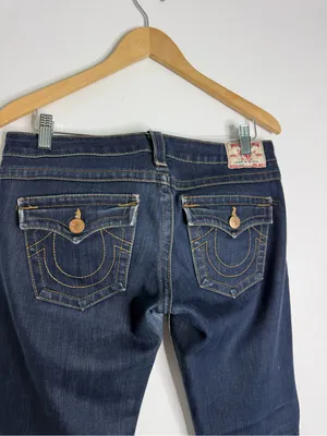 True Religion Billie Low Rise Bootcut Jeans Size 29 Dark Wash Made in USA thumbnail 3
