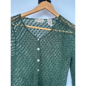 Vintage Apostrophe Y2K Mesh Knit‎ Cardigan Sweater S Green Forest Fairy Grunge thumbnail 2