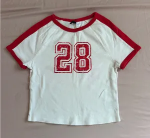 H&M Top Crop White and Red thumbnail 1