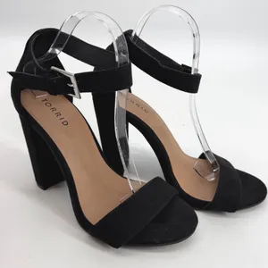 Torrid Womens Black Faux Suede Ankle Strap Block Heel‎ Sandals 8.5W thumbnail 1