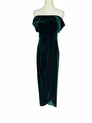 BHLDN x Anthropologie - Edison Emerald Green Velvet Off Shoulder Maxi Dress Sz 2 thumbnail 3
