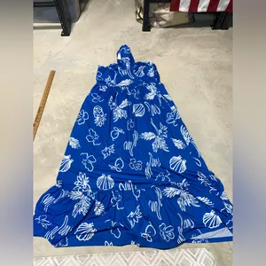 NWT Grace Karin Blue ocean Floral Halter Maxi Dress large thumbnail 8