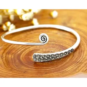 Boutique NEW Unisex‎ Engraved Geometric 925 Sterling Silver Cuff Bracelet, Adjustable thumbnail 9