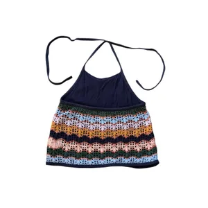 American‎ Eagle Crochet Halter Top XS Multicolor Chevron Boho Festival Core thumbnail 3
