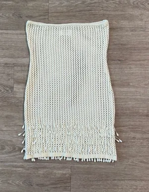 Peppermayo Carpe Diem Crochet Mini Dress in Ivory, Size S/M thumbnail 1