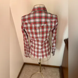 Abercrombie & Fitch Vintage Y2K Plaid Snap Front Shirt Size S Red thumbnail 11