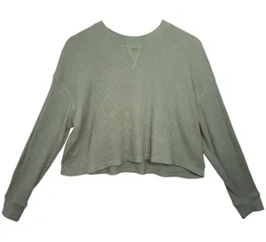 Abercrombie & Fitch Soft AF Cozy Green Knit Crop Long Sleeve Sweatshirt Size M thumbnail 1