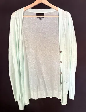Cynthia Rowley soft mint semi sheer button down cardigan women's‎ size medium thumbnail 1