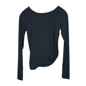 NWT Halara Twist Front V-Neck Long Sleeve Top Size M Black Minimal Athleisure thumbnail 3