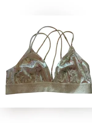 PINK Victoria's Secret Floral Velvet Bralette in Blush thumbnail 2