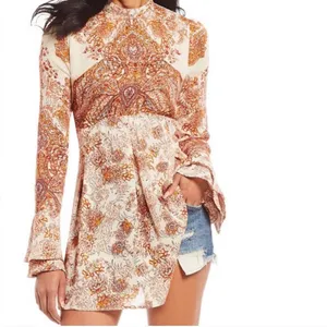 Free People Lady Luck Dress L Cream/Rust thumbnail 4
