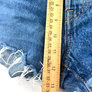 Levi's Blue Distressed Jean Shorts thumbnail 3