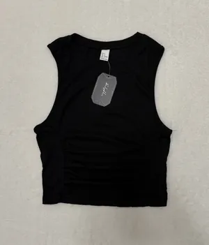 Black Sleeveless Crop Tank Top by Solely lux thumbnail 1
