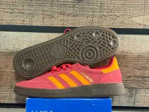Adidas handball poles in a pretty red with light orange stripes thumbnail 4