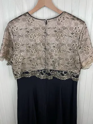 Vintage 80s Jeffrey and Dara Cocktail Evening Dress Size 14 Lace Overlay Gown thumbnail 11
