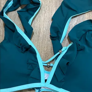 Teal and Light Blue Bikini Set with ruffles Size M thumbnail 2