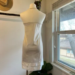 Sears USA Vintage 90s Silky Elastic Waist Lace Trim Skirt Dress Slip Size Small thumbnail 4