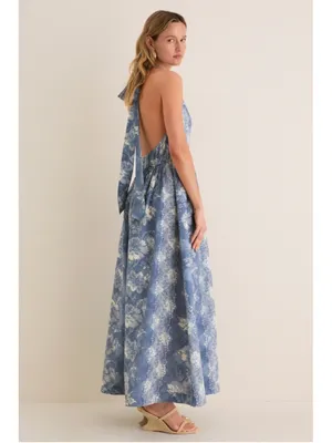 Tuckernuck Provence Hills Marcie Halter Linen Blend Maxi Dress Pockets Feminine thumbnail 9