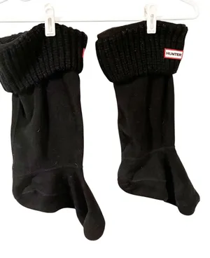 Hunter L17511 Cardigan Knit Cuff Welly Unisex Tall Black Socks Size Large thumbnail 1