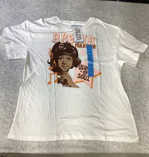 Aretha Franklin Queen of Soul‎ Graphic Tee White Cotton Shirt Womens Large NWT.. thumbnail 1