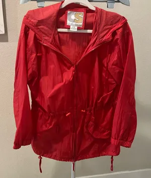 Red cinched waist windbreaker Size undefined thumbnail 1