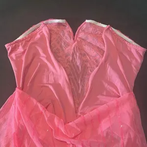 Womens Skimpy Sexy Pink Strapless Sheer Sparkly Party Club Dress Bodysuit Size M thumbnail 6