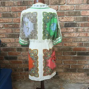 Boutique Button Down Shirt Dress NEW Size Medium Bold artsy Eclectic Resort thumbnail 2