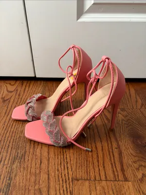 Venus Pink Braided Rhinestone Strap Stiletto Sandals Size 8 New thumbnail 3
