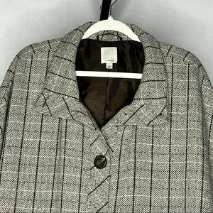 Halogen Herringbone Wool Blend Cape Coat Womens L Brown Plaid Academia Poncho thumbnail 4