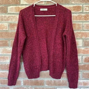 Abercrombie Fitch Open Front Knit Cardigan Women’s Small Berry Pink Long Sleeve thumbnail 1