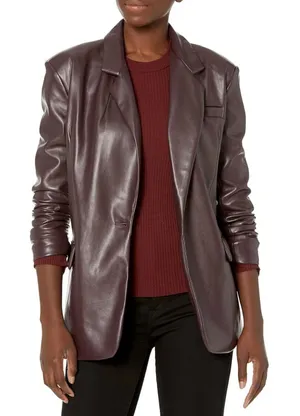 [BLANKNYC] Faux Leather Oversized Blazer thumbnail 1