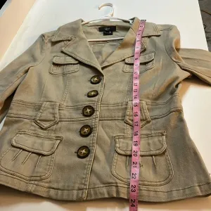 Luii jacket medium neutral jacket denim feel cotton blend cute buttons pockets Tan thumbnail 3
