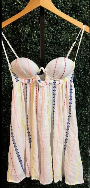 Flowers Bloom Embroidered Bustier Dress - New Collection thumbnail 7