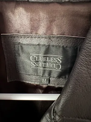 Clueless vintage mid-length black leather coat jacket button-up front women sz M thumbnail 3