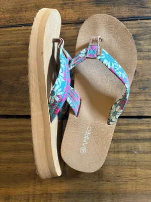 Ampeo Floral Arch Support Flip Flops Blue Size 8 thumbnail 3
