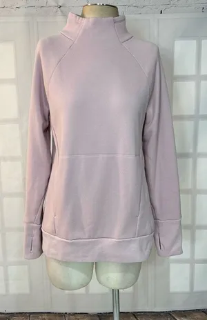 🔥5/$25 sale🔥 Fabletics Light Pink Cowl Neck Sweater w Large Front Pocket Size S thumbnail 1