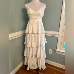 Free the Roses White Tiered Lace Maxi Dress small thumbnail 2