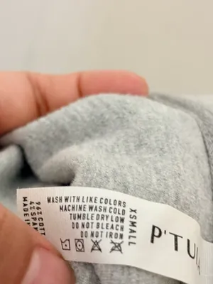 P’Tula Heather Gray Full Zip Athletic Hoodie XS Logo Zip Up Sweatshirt thumbnail 9