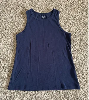 No‎ Boundaries Women's Navy Blue Ribbed Tank Top Size Large thumbnail 1