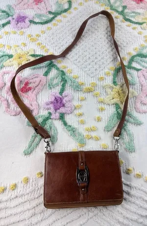 Etienne Aigner‎ Brown Leather Crossbody Wallet Bag 6500Q Cognac Silver Buckle thumbnail 1