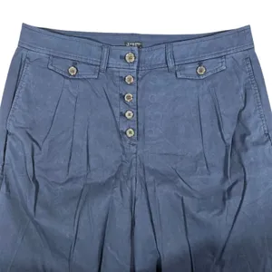 J Crew Navy Wide Leg Pleated Button Front Cotton‎ Pants Size 12 thumbnail 3