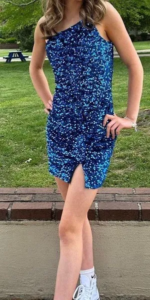 Blue Sequin Midnight Doll Dress Small  thumbnail 1