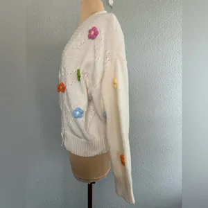 Coco & Shay 3D Puffy Flower Cardigan Size Large thumbnail 3